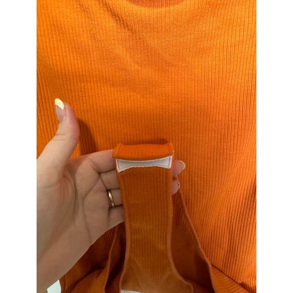 Show Me Your Mumu NWT Turtle Bodysuit Sleeveless Ribbed Burnt Orange Size Large - Picture 6 of 9